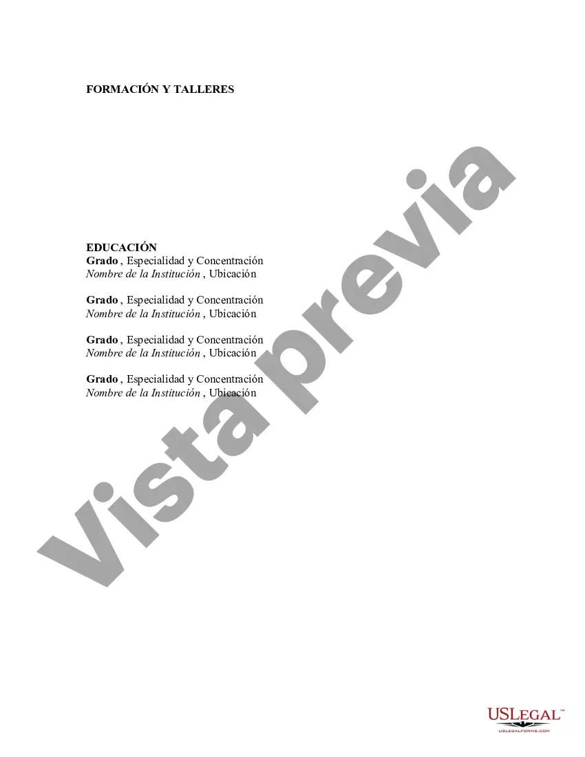 Preview Currículum para Entrenador Personal o Entrenamiento