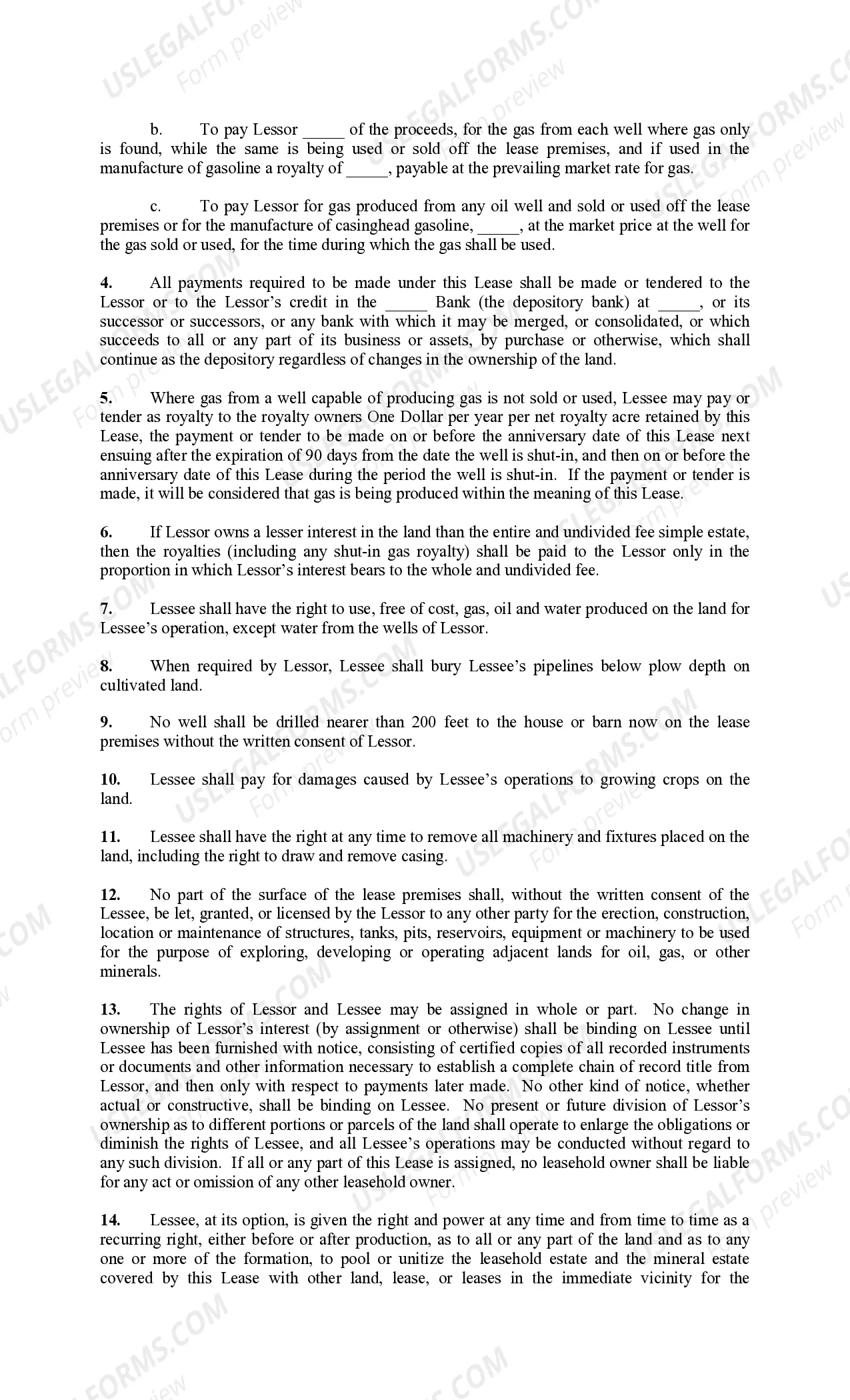 Preview Oil and Gas Lease - Rocky Mountain Paid Up - Form A