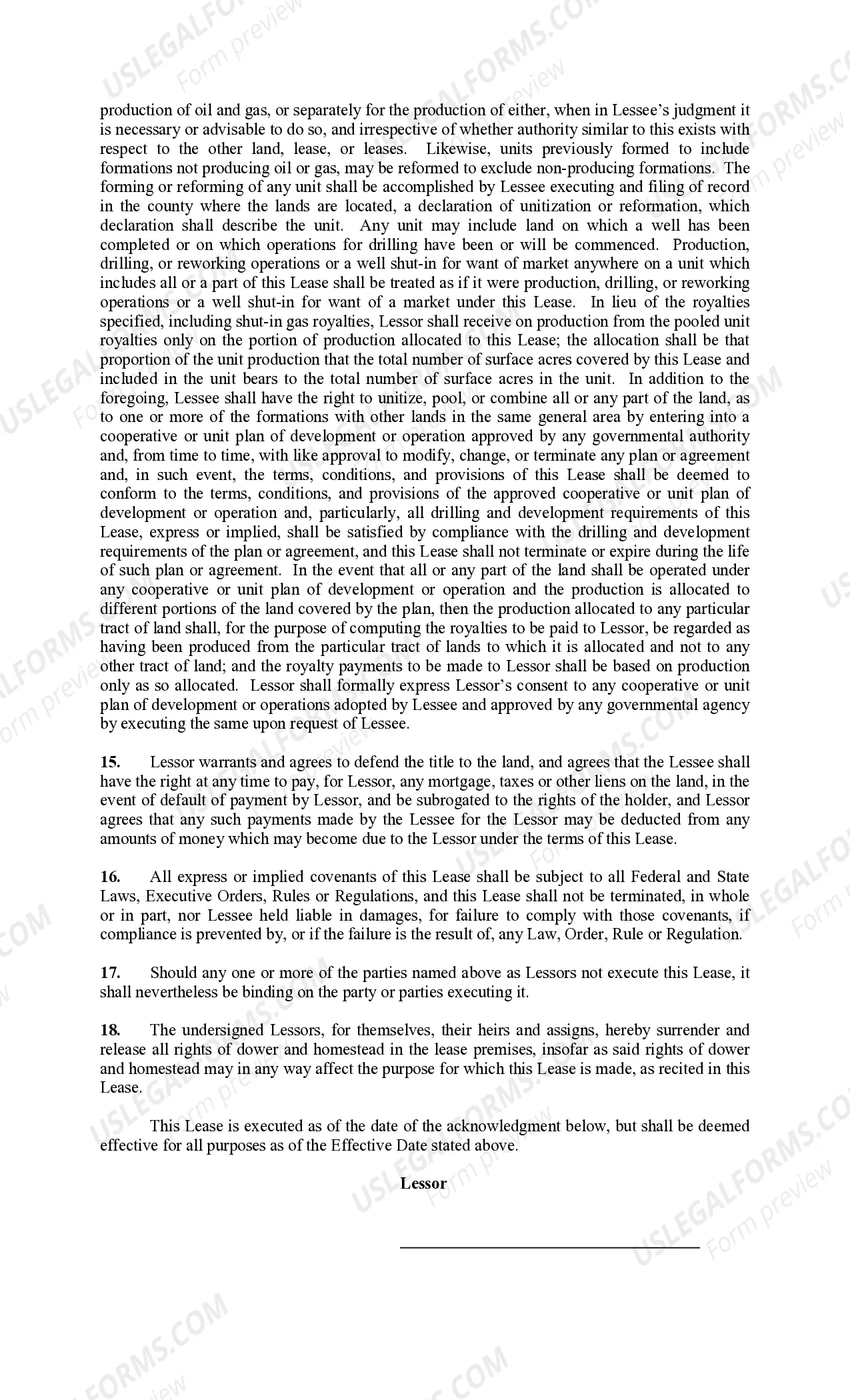 Preview Oil and Gas Lease - Rocky Mountain Paid Up - Form A