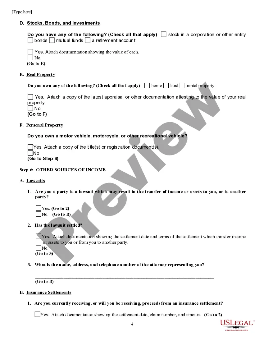 Preview Financial Disclosure Affidavit