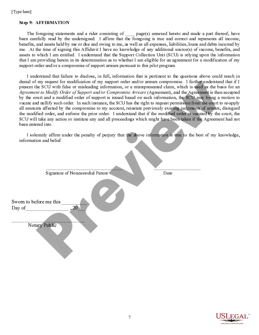Preview Financial Disclosure Affidavit