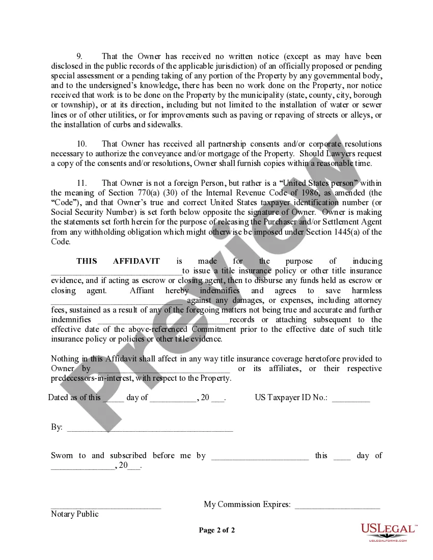 Get Owner's Affidavit and Gap Undertaking Preview Owner's Affidavit and Gap Undertaking
