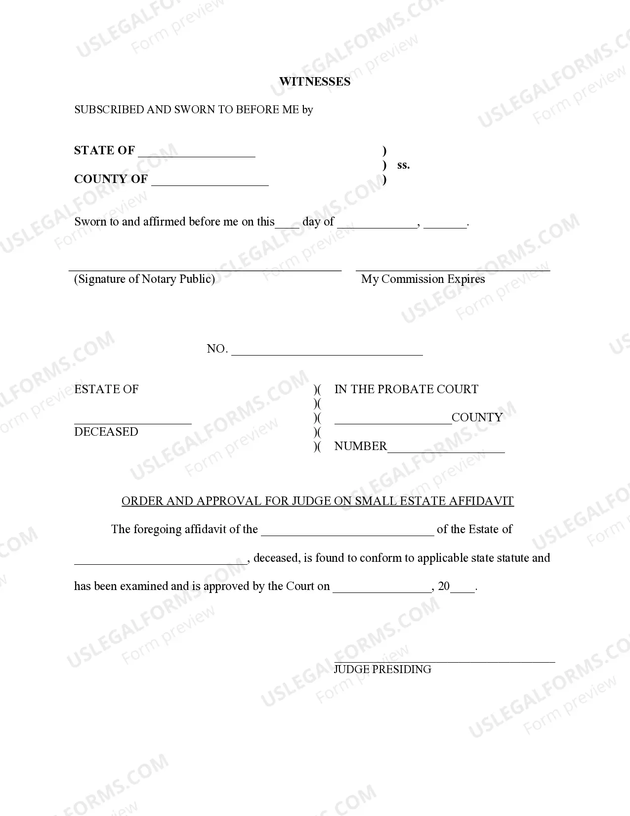 Preview Small Estate Affidavit