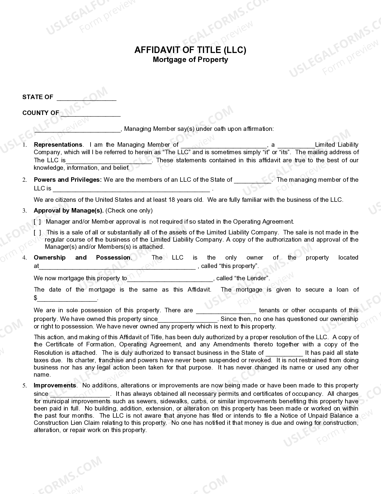 Affidavit of Title (LLC) | US Legal Forms