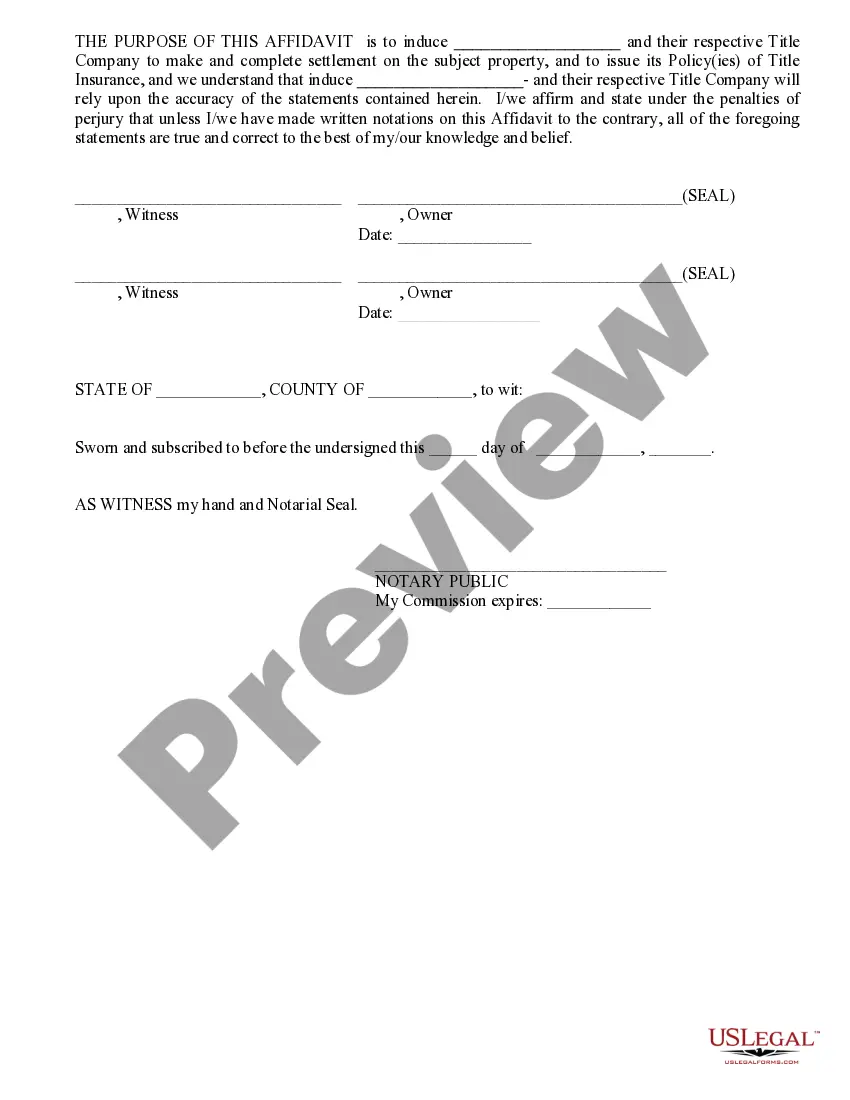 Preview Owner's Affidavit