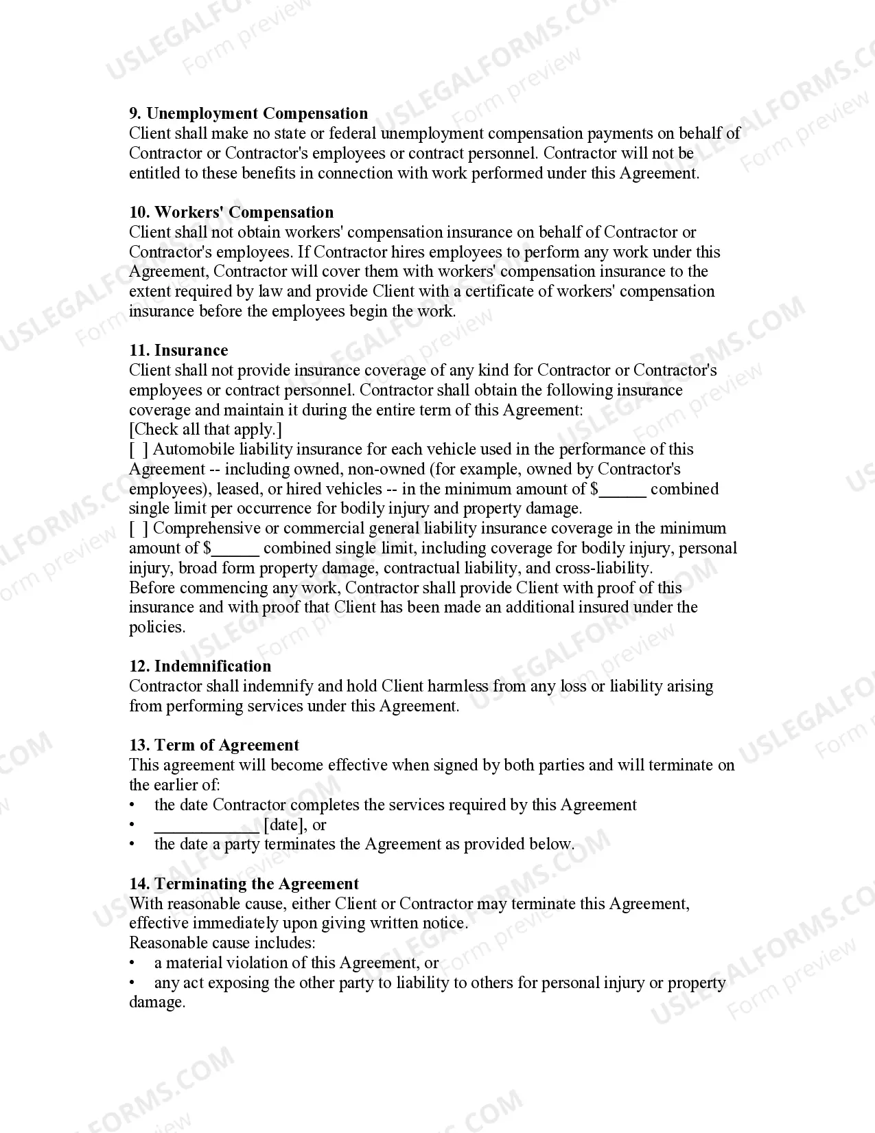 Preview Independent Contractor Agreement