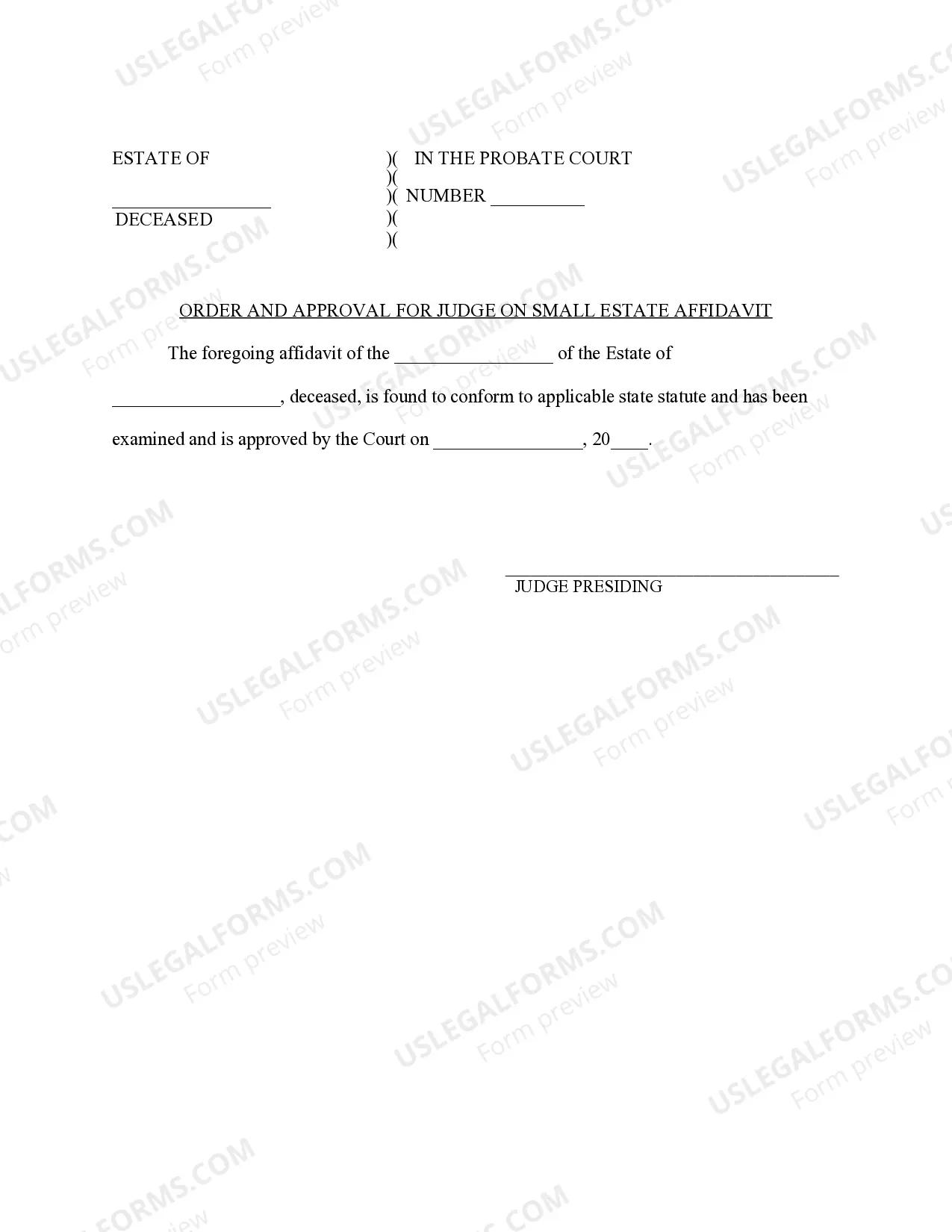 Preview Small Estate Affidavit