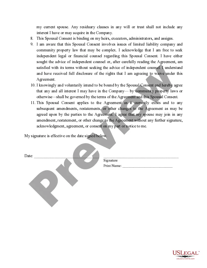 Preview Form of Spousal Consent