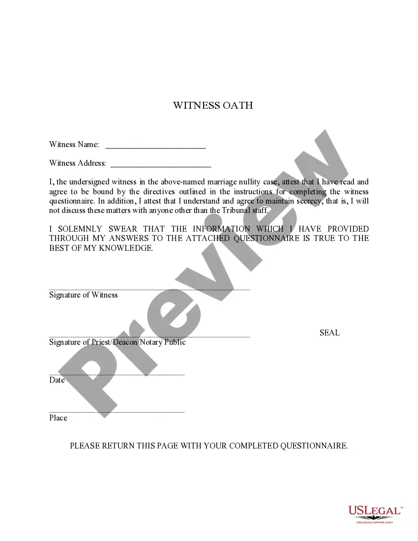 Preview Witness Questionnaire