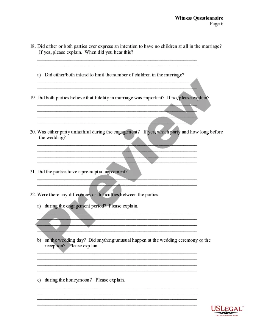 Preview Witness Questionnaire