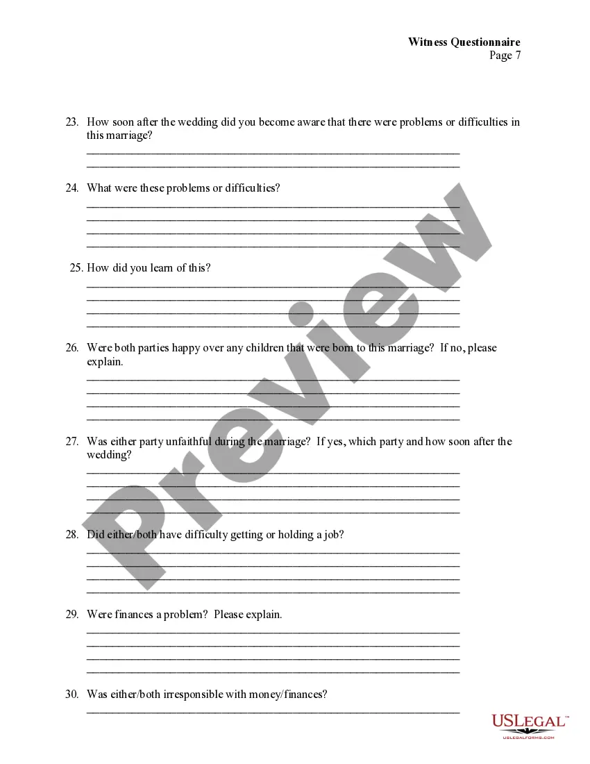 Preview Witness Questionnaire