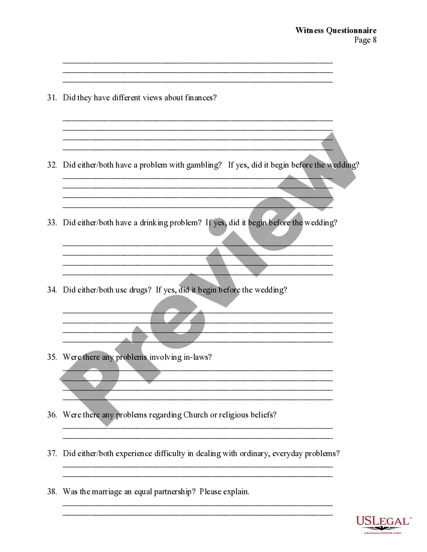 Preview Witness Questionnaire