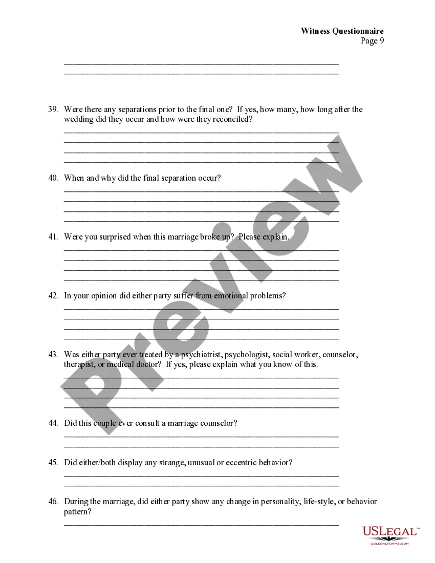 Preview Witness Questionnaire