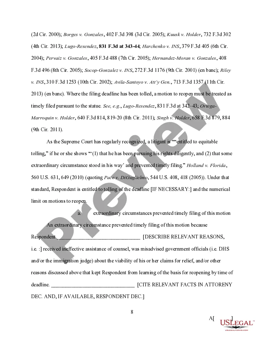 Preview Respondent's Emergency Motion to Reopen Removal Proceedings