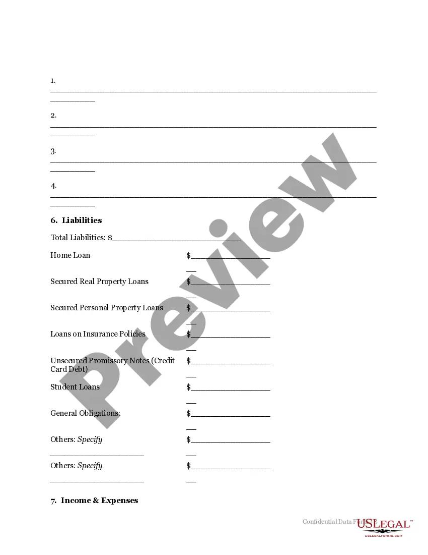 Get Confidential Data Form Preview Confidential Data Form