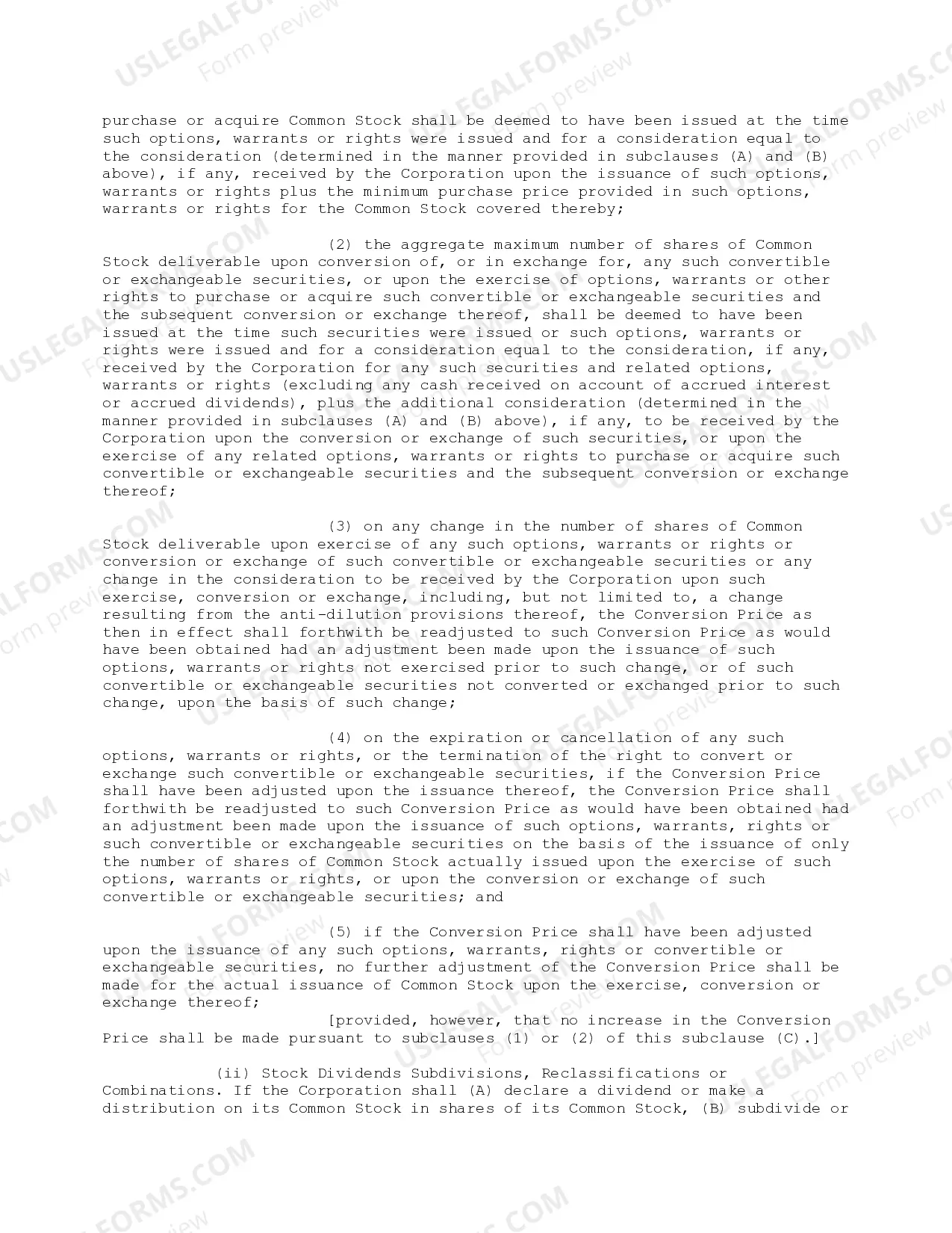 Preview Preferred Stock Provisions