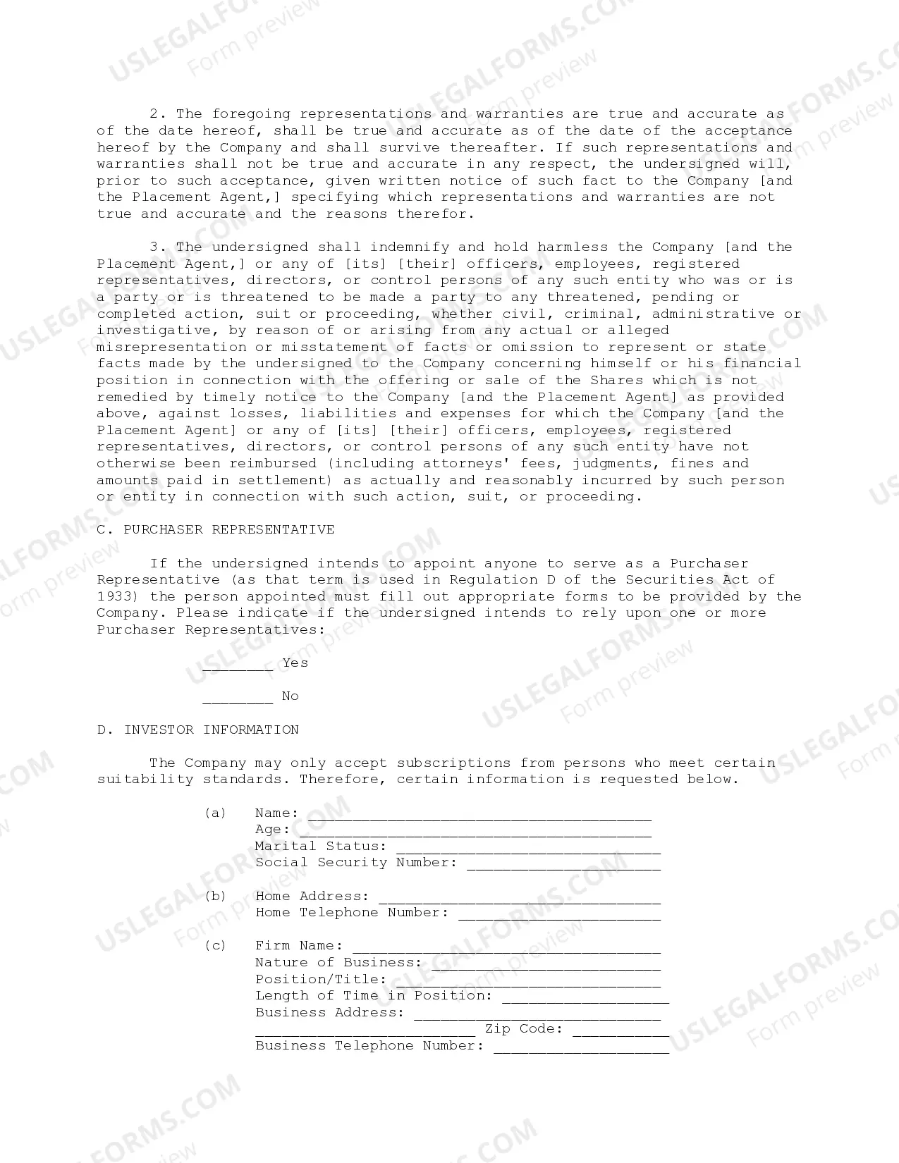 Preview Subscription Agreement - Detailed