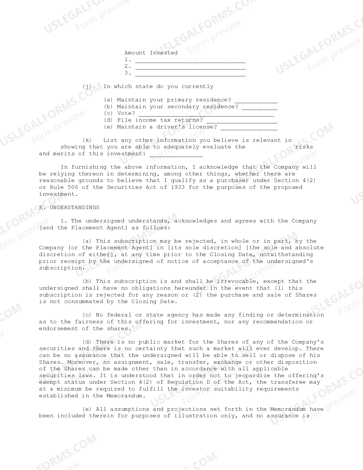 Preview Subscription Agreement - Detailed