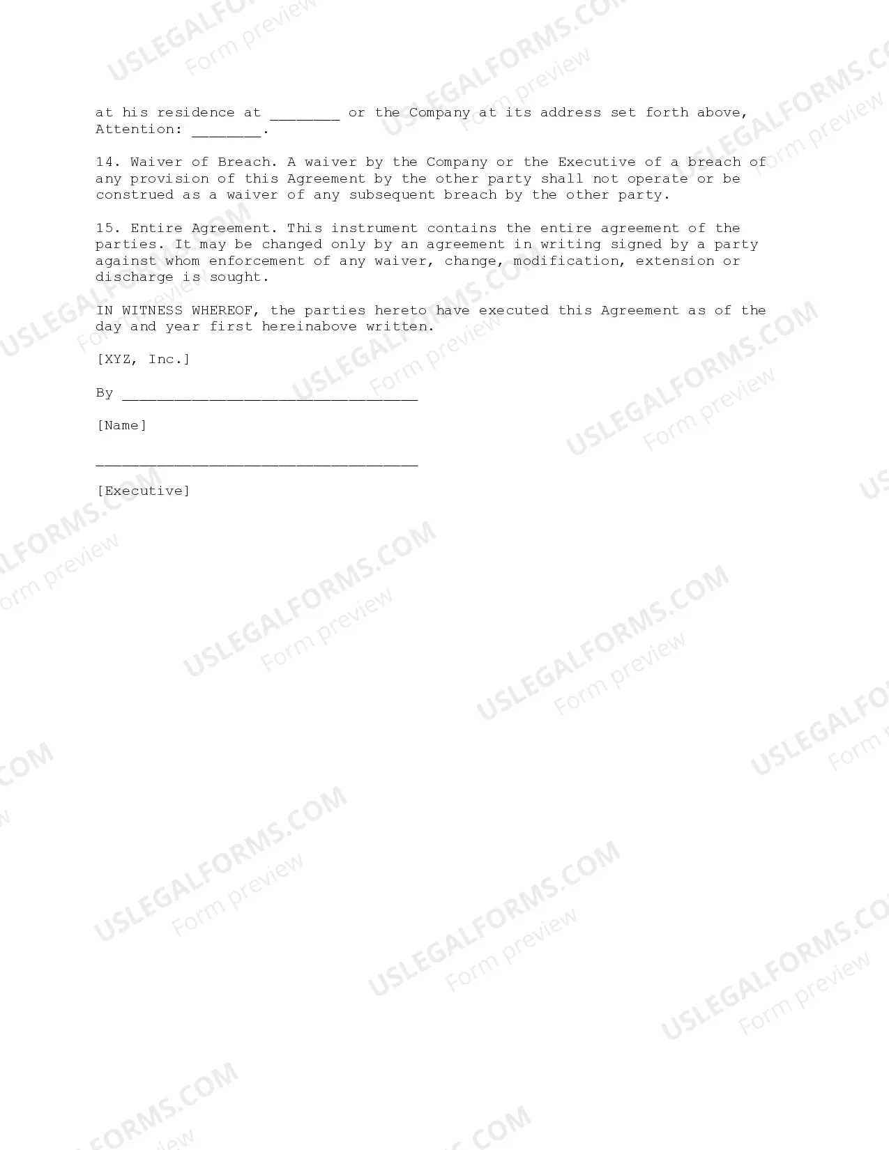 Preview Employment Agreement for Founder - Entrepreneur