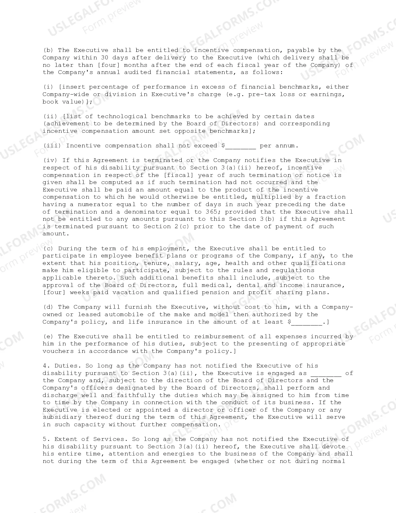 Preview Employment Agreement for Key Employee