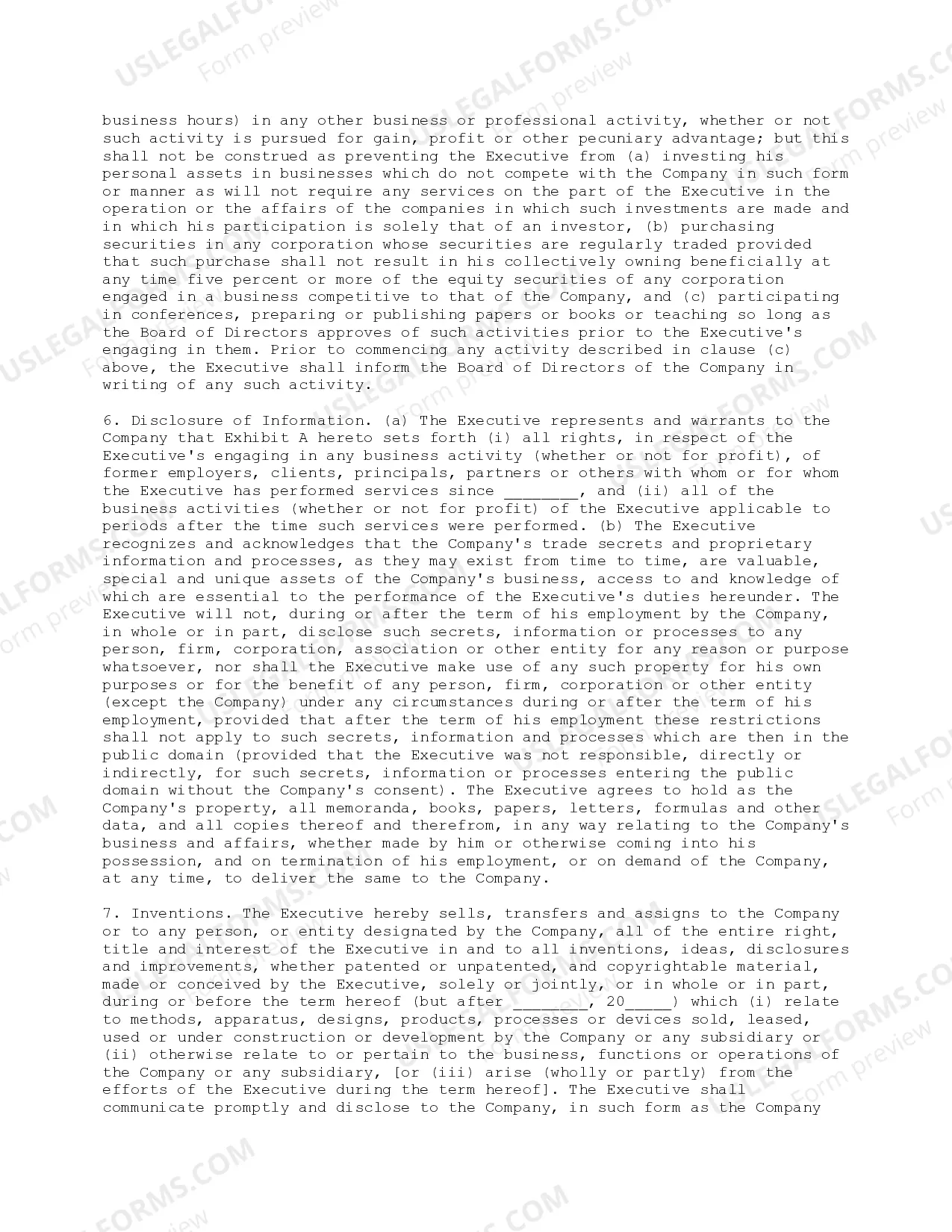 Preview Employment Agreement for Key Employee