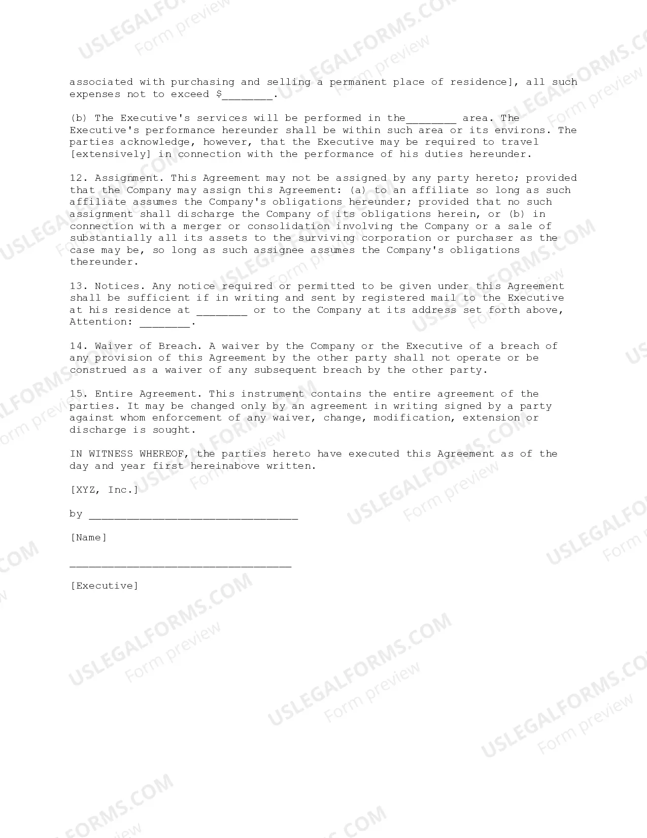 Preview Employment Agreement for Key Employee