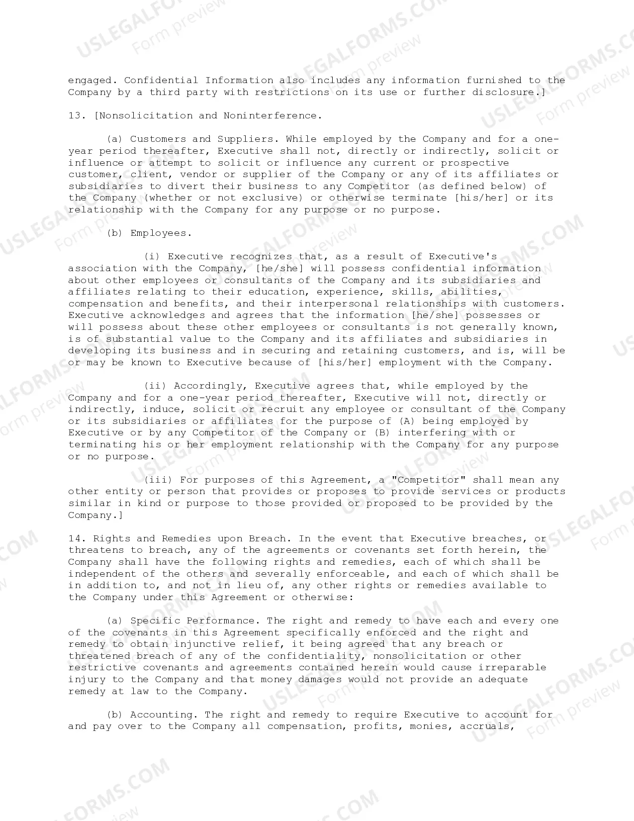 Preview Employment Agreement with President Coupled with a Stock Option Grant