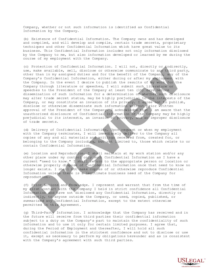 Get Confidential Information and Invention Assignment Agreement for Employee Preview Confidential Information and Invention Assignment Agreement for Employee