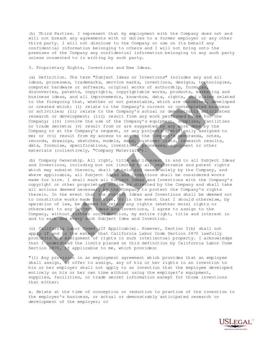 Get Confidential Information and Invention Assignment Agreement for Employee Preview Confidential Information and Invention Assignment Agreement for Employee