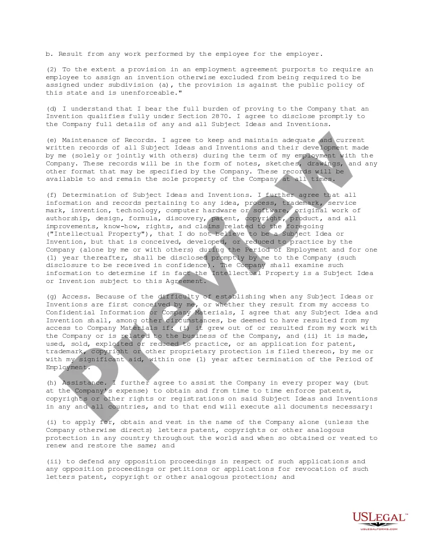 Get Confidential Information and Invention Assignment Agreement for Employee Preview Confidential Information and Invention Assignment Agreement for Employee