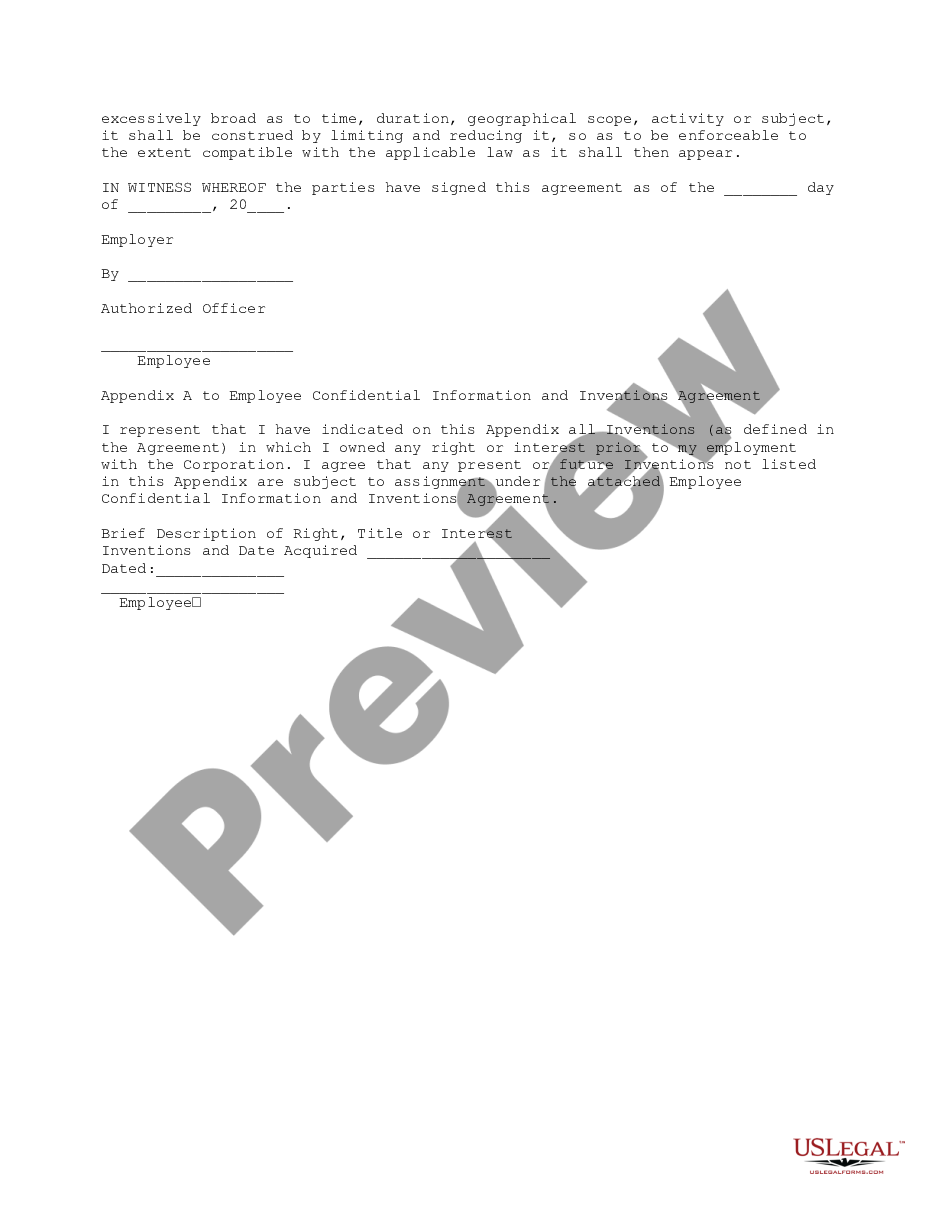 page 2 Employee Confidential Information and Inventions Agreement preview