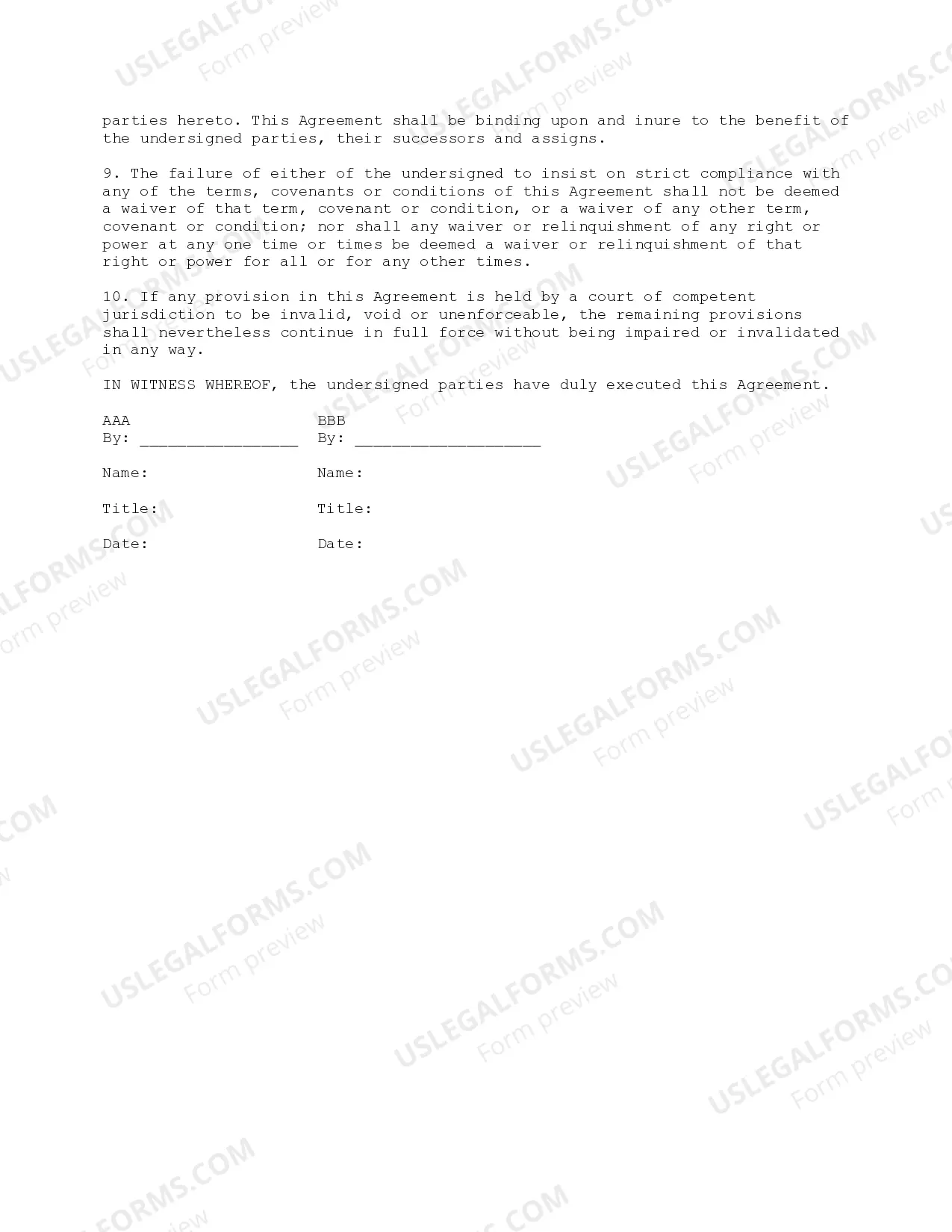 Preview Confidentiality Agreement between Two Businesses