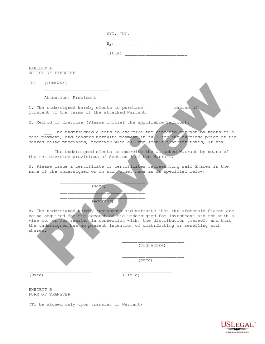 Get Bridge Financing Warrant Preview Bridge Financing Warrant