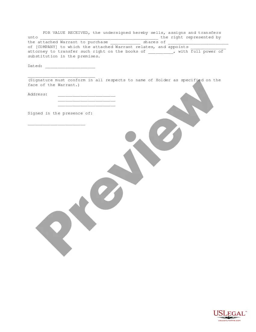 Get Bridge Financing Warrant Preview Bridge Financing Warrant