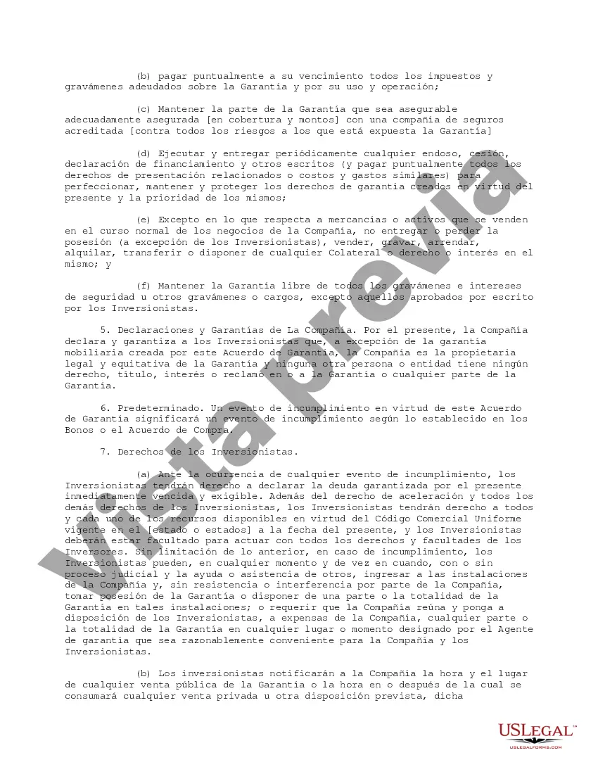 Preview Acuerdo de Garantía para Financiamiento Puente