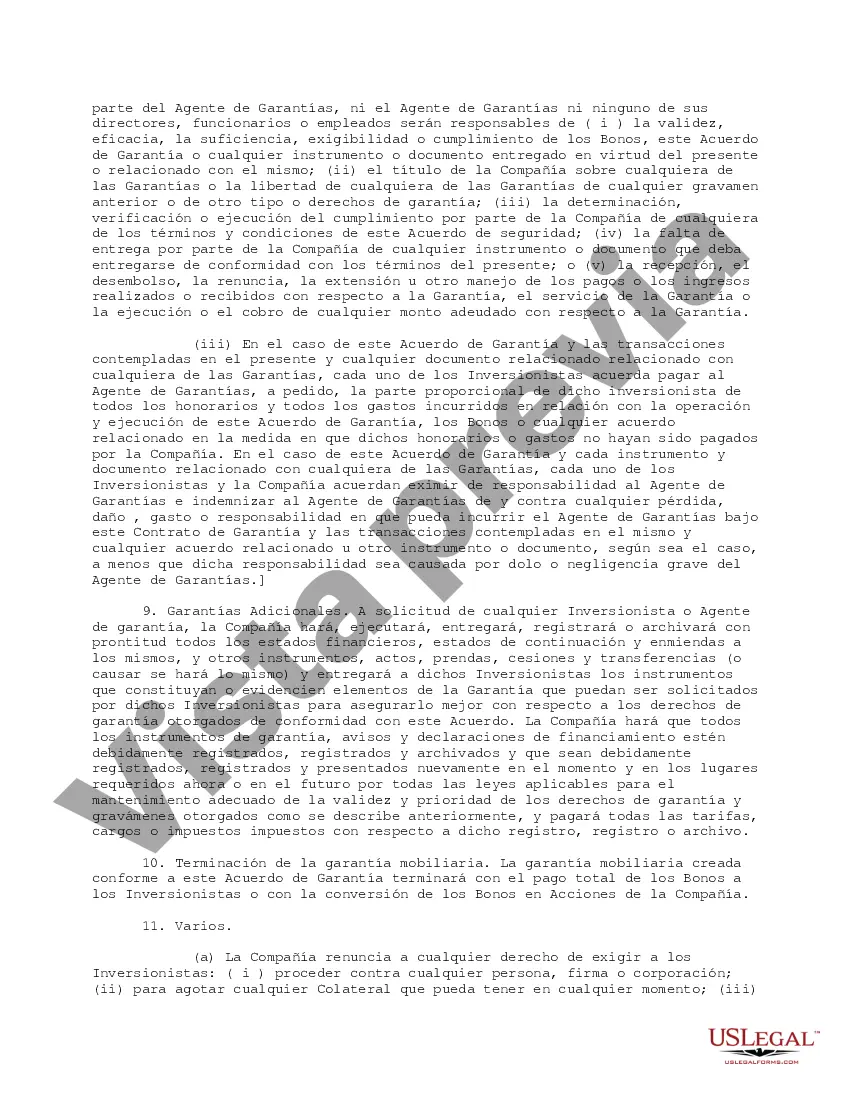 Preview Acuerdo de Garantía para Financiamiento Puente