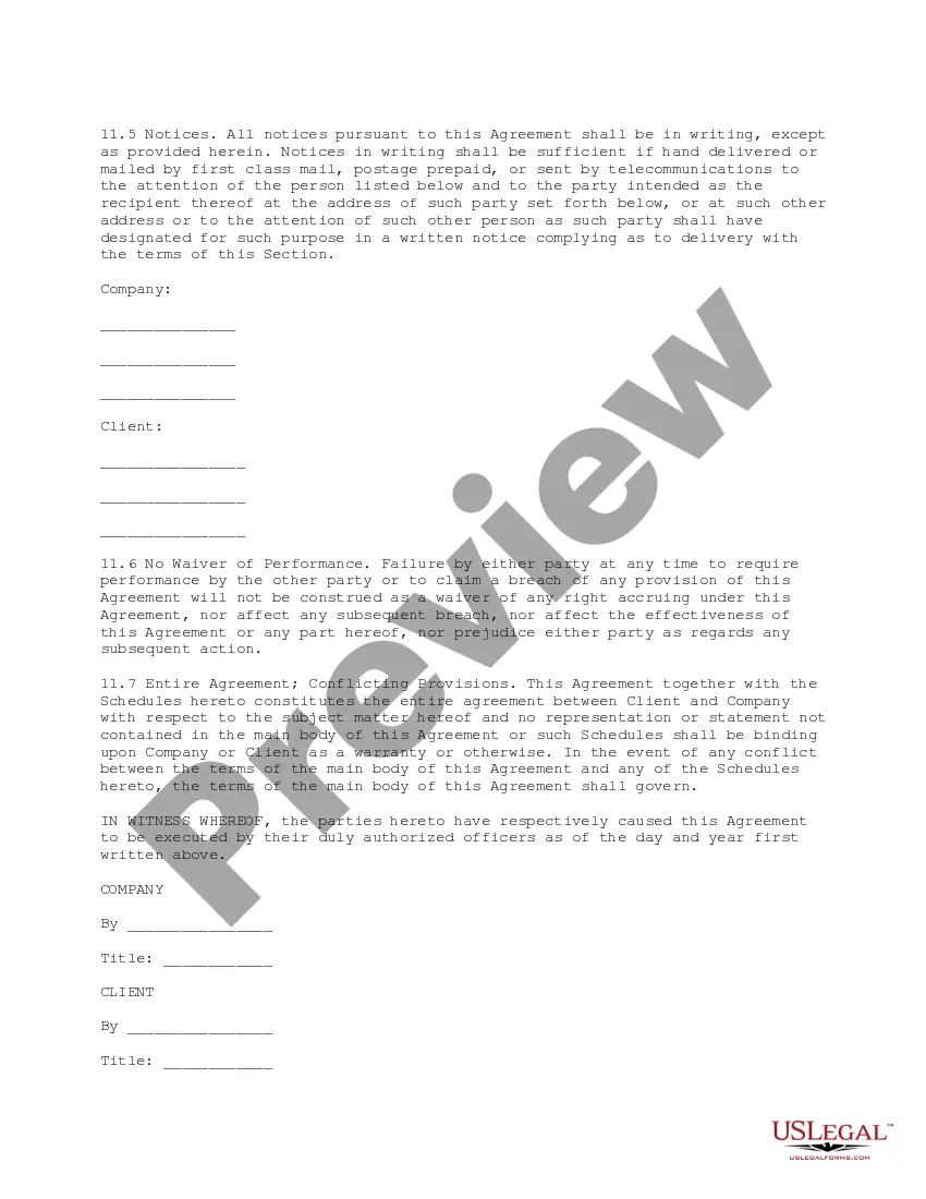 Preview Services Agreement With Commentary