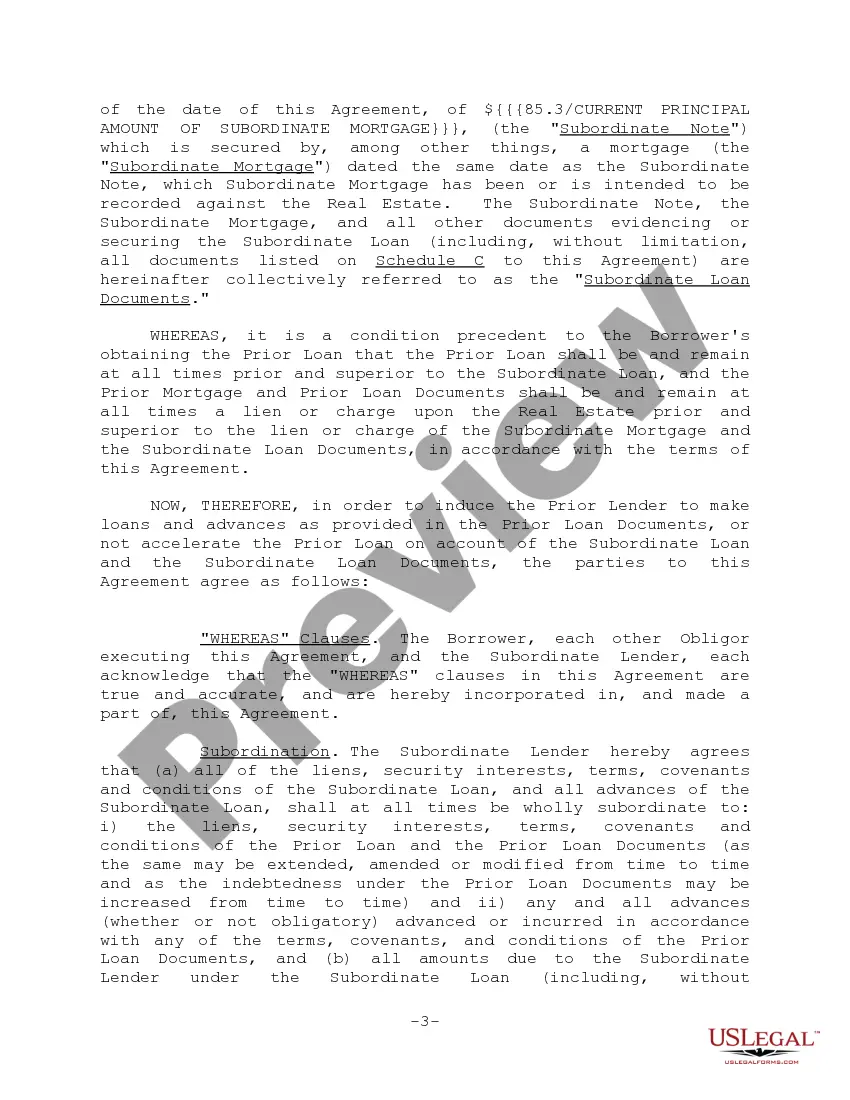 Get Subordination Agreement Form and Variations Preview Subordination Agreement Form and Variations