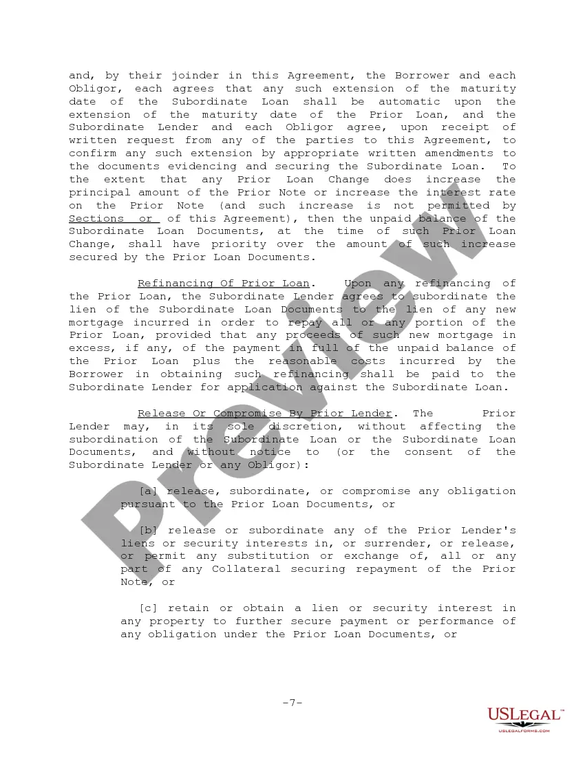 Get Subordination Agreement Form and Variations Preview Subordination Agreement Form and Variations