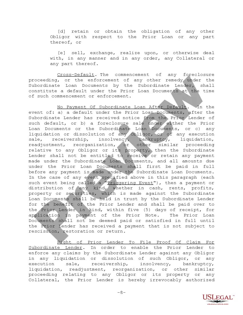 Get Subordination Agreement Form and Variations Preview Subordination Agreement Form and Variations