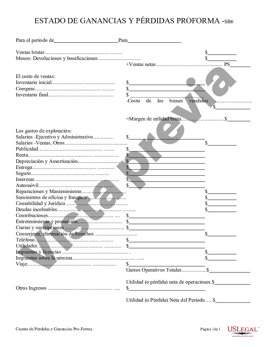 Nassau New York Declaración De Ganancias Y Pérdidas Us Legal Forms 6940