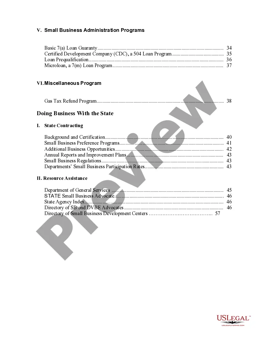 Preview Small Business Resource Guide to Financial Opportunities with a state government