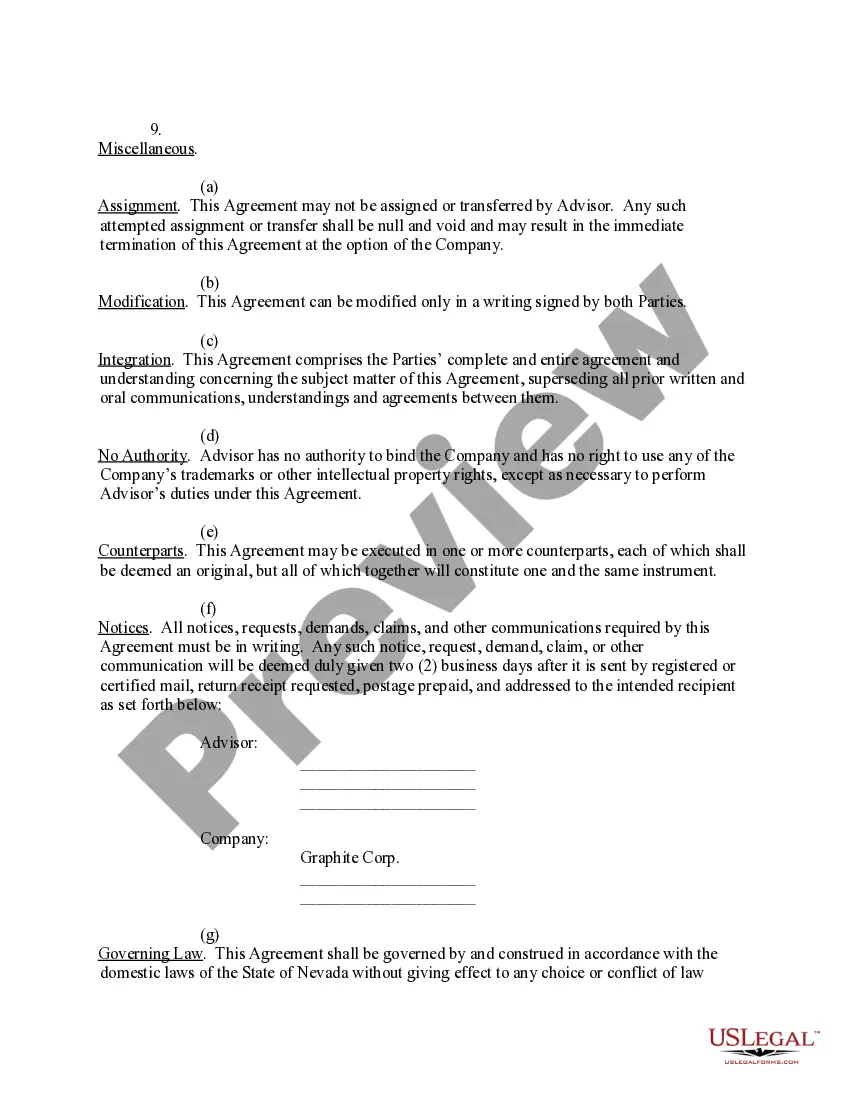Preview Advisory Board Member Agreement