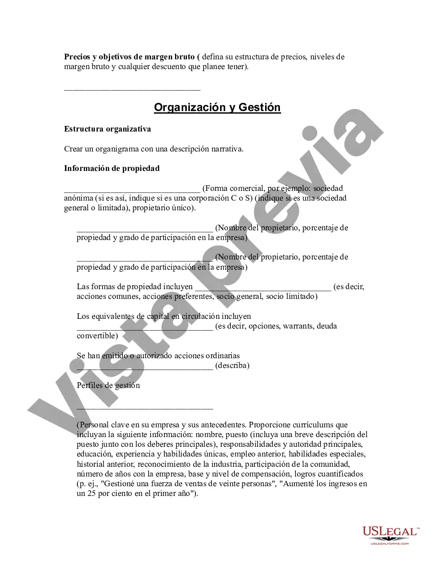 Preview Plantilla de plan de negocios para inicio