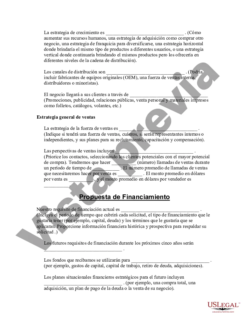 Preview Plantilla de plan de negocios para inicio