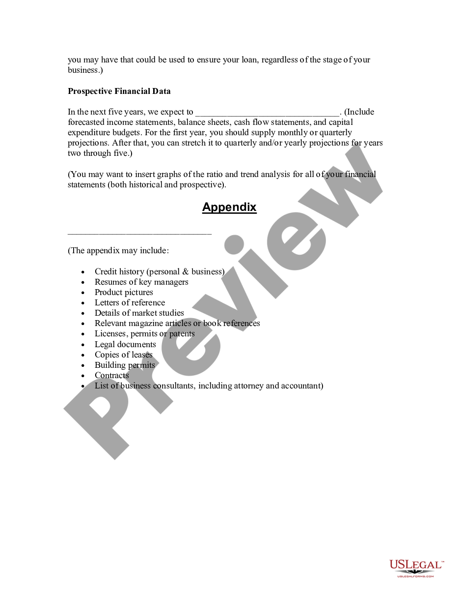 page 5 Business Plan Template for Startup preview