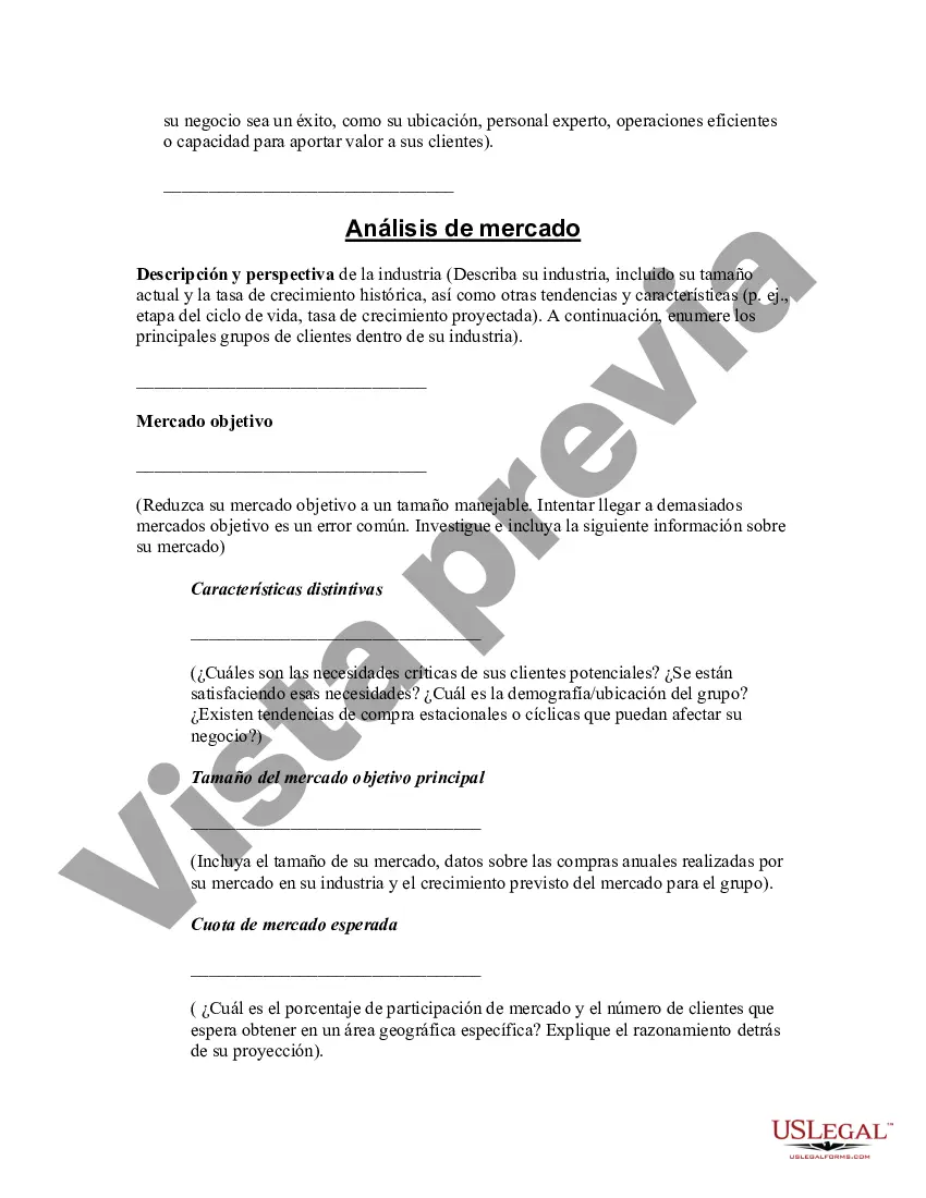 Preview Plantilla de plan de negocios de muestra