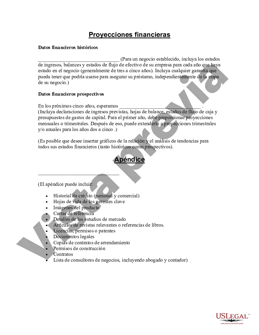 Preview Plantilla de plan de negocios de muestra