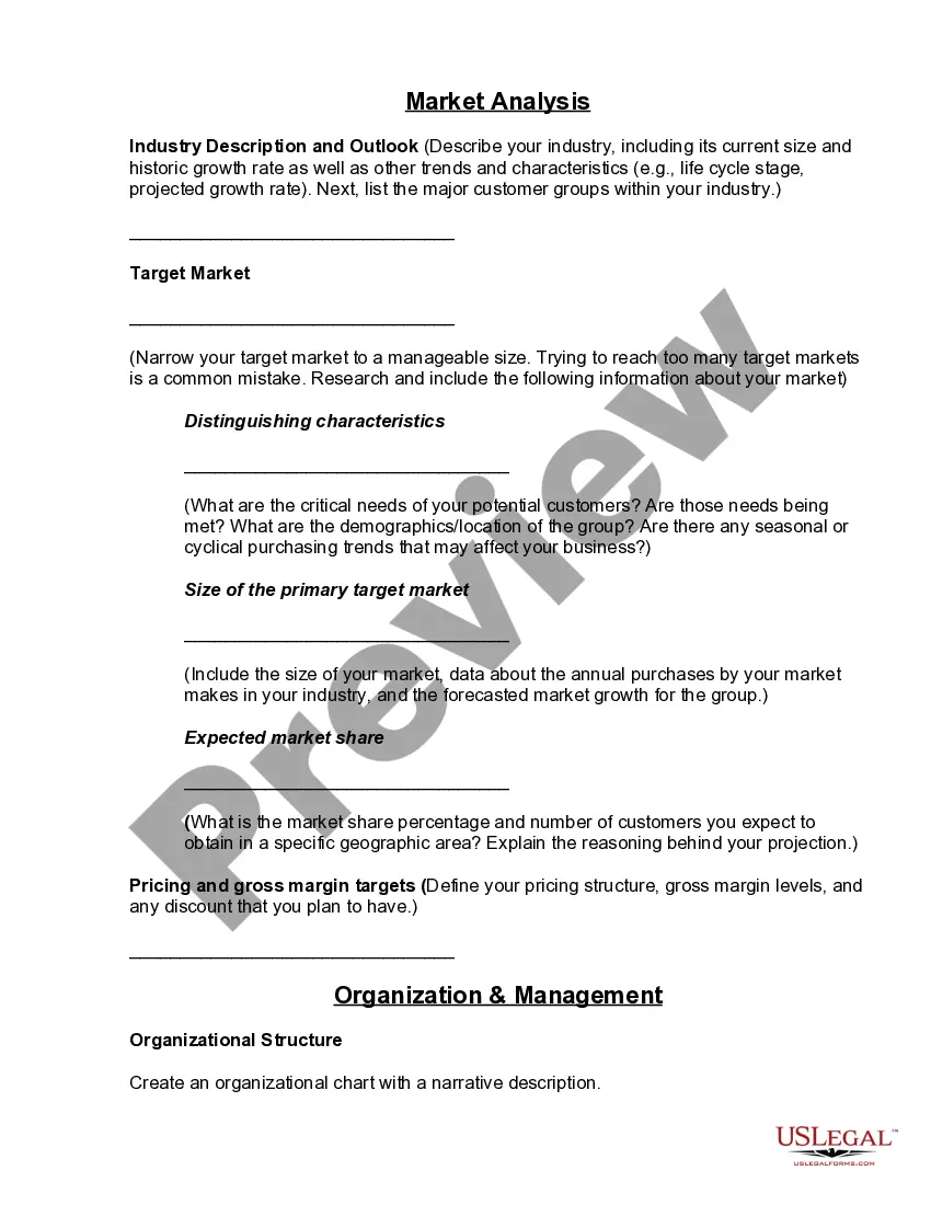 Preview Sample Business Plan Template