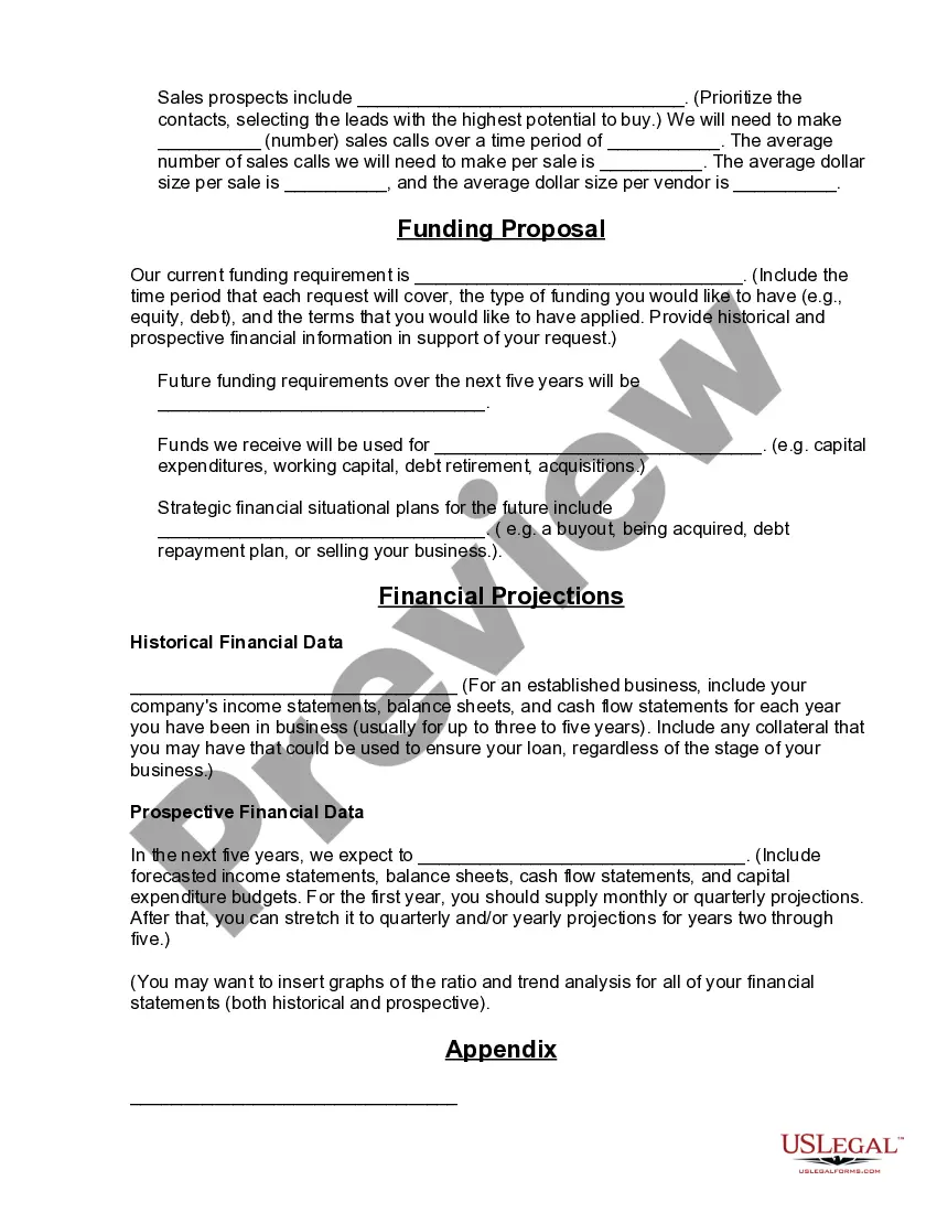 Preview Sample Business Plan Template